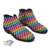 Houndstooth Rainbow Pride Print Pattern Ankle Boots-grizzshop