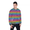 Houndstooth Rainbow Pride Print Pattern Baseball Jacket-grizzshop