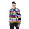 Houndstooth Rainbow Pride Print Pattern Baseball Jacket-grizzshop