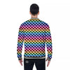 Houndstooth Rainbow Pride Print Pattern Baseball Jacket-grizzshop