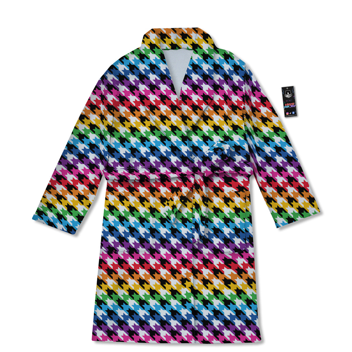 Houndstooth Rainbow Pride Print Pattern Bathrobe-grizzshop