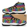 Houndstooth Rainbow Pride Print Pattern Black Bball Shoes-grizzshop