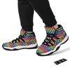 Houndstooth Rainbow Pride Print Pattern Black Bball Shoes-grizzshop