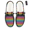 Houndstooth Rainbow Pride Print Pattern Black Loafers-grizzshop