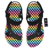 Houndstooth Rainbow Pride Print Pattern Black Open Toe Sandals-grizzshop