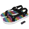 Houndstooth Rainbow Pride Print Pattern Black Open Toe Sandals-grizzshop