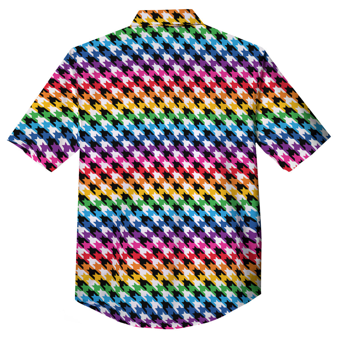 Houndstooth Rainbow Pride Print Pattern Button Up Shirt-grizzshop