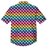 Houndstooth Rainbow Pride Print Pattern Button Up Shirt-grizzshop