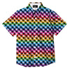 Houndstooth Rainbow Pride Print Pattern Button Up Shirt-grizzshop