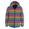 Houndstooth Rainbow Pride Print Pattern Down Jacket-grizzshop