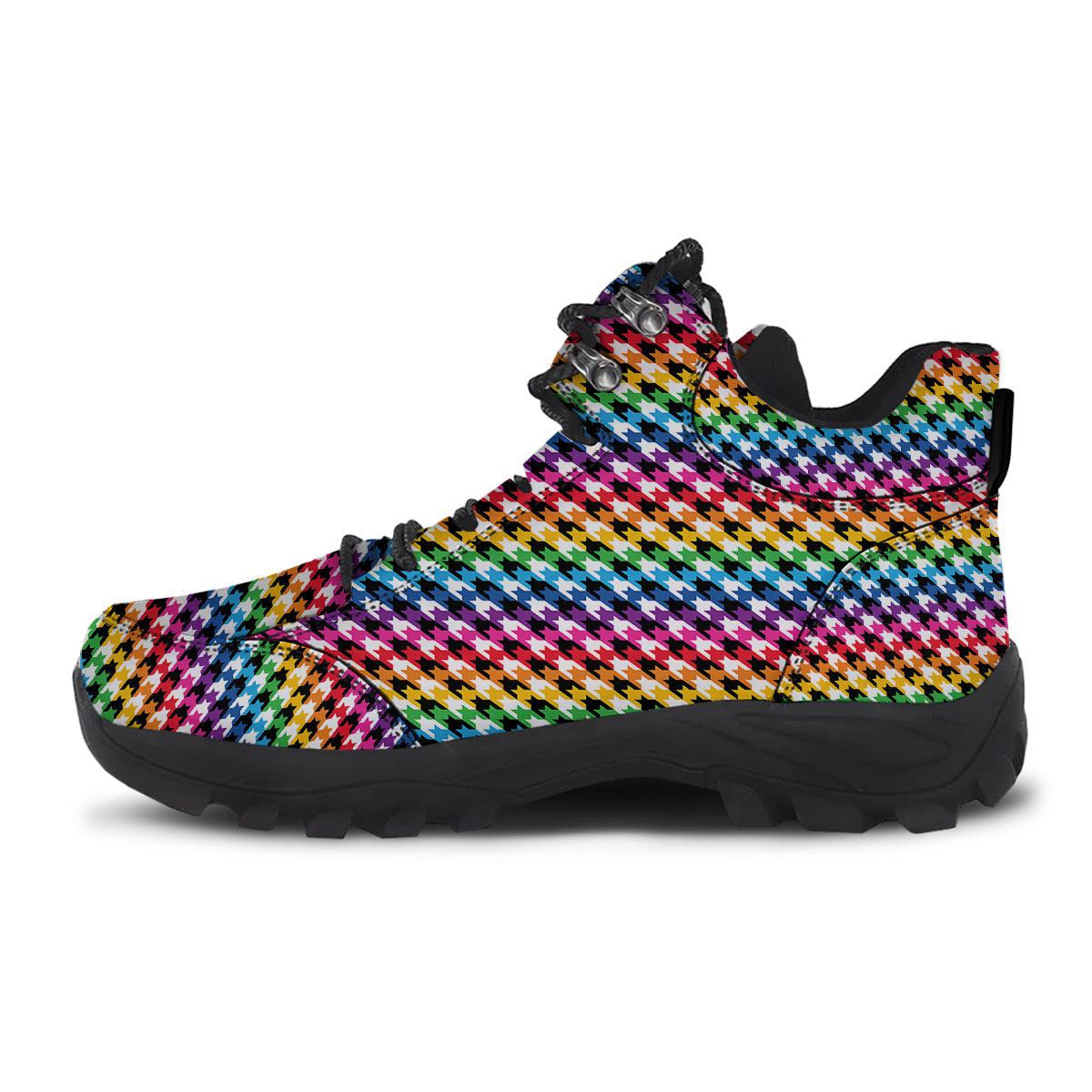 Houndstooth Rainbow Pride Print Pattern Hiking Shoes-grizzshop