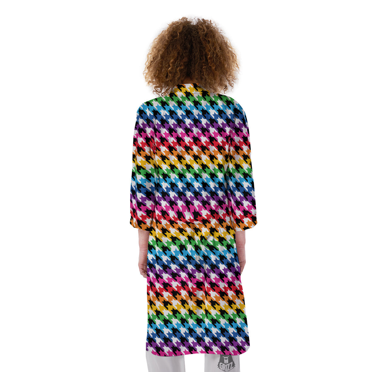 Houndstooth Rainbow Pride Print Pattern Kimono-grizzshop