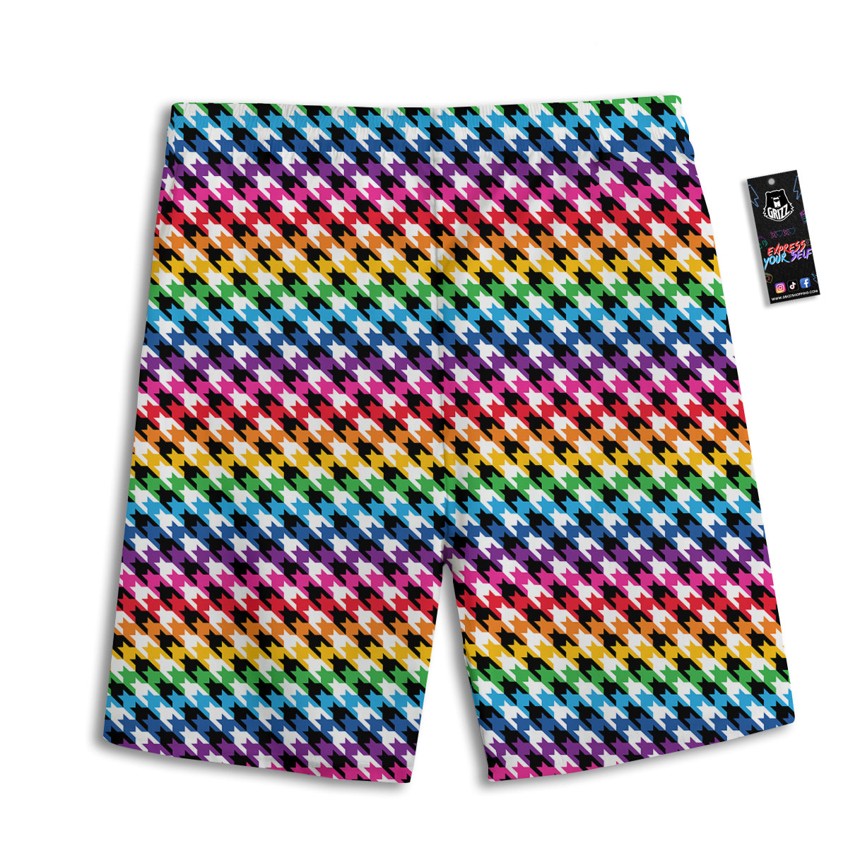 Houndstooth Rainbow Pride Print Pattern Men's Athletic Shorts