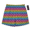 Houndstooth Rainbow Pride Print Pattern Men's Running Shorts-grizzshop