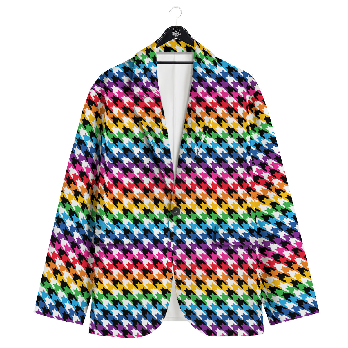 Houndstooth Rainbow Pride Print Pattern Men's Sport Coat-grizzshop