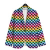 Houndstooth Rainbow Pride Print Pattern Men's Sport Coat-grizzshop