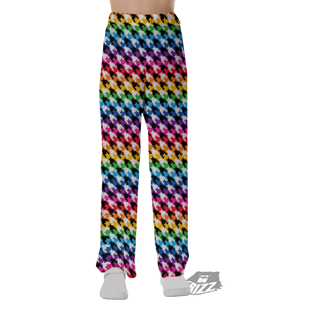 Houndstooth Rainbow Pride Print Pattern Pajama Pants-grizzshop