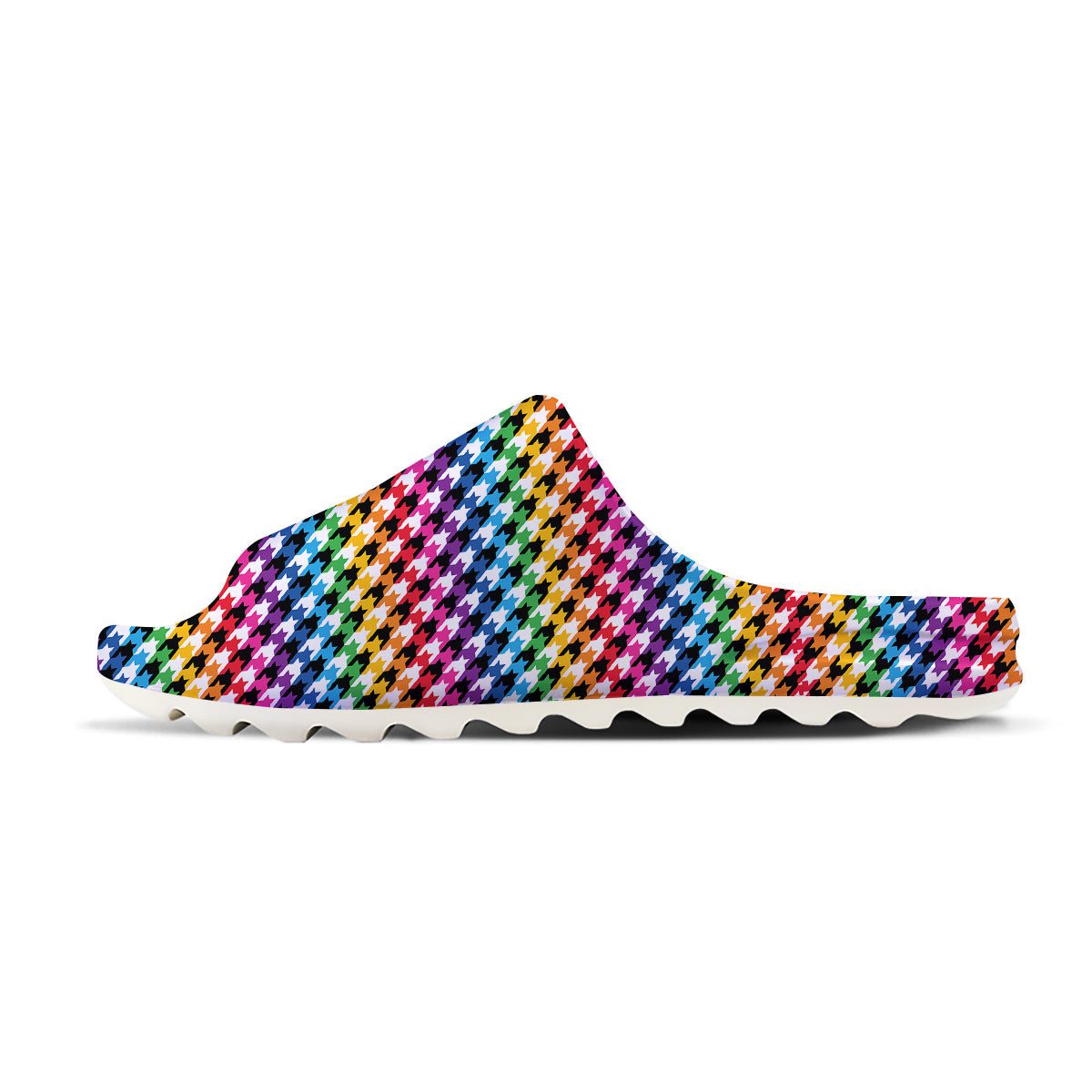 Houndstooth Rainbow Pride Print Pattern Sandals-grizzshop