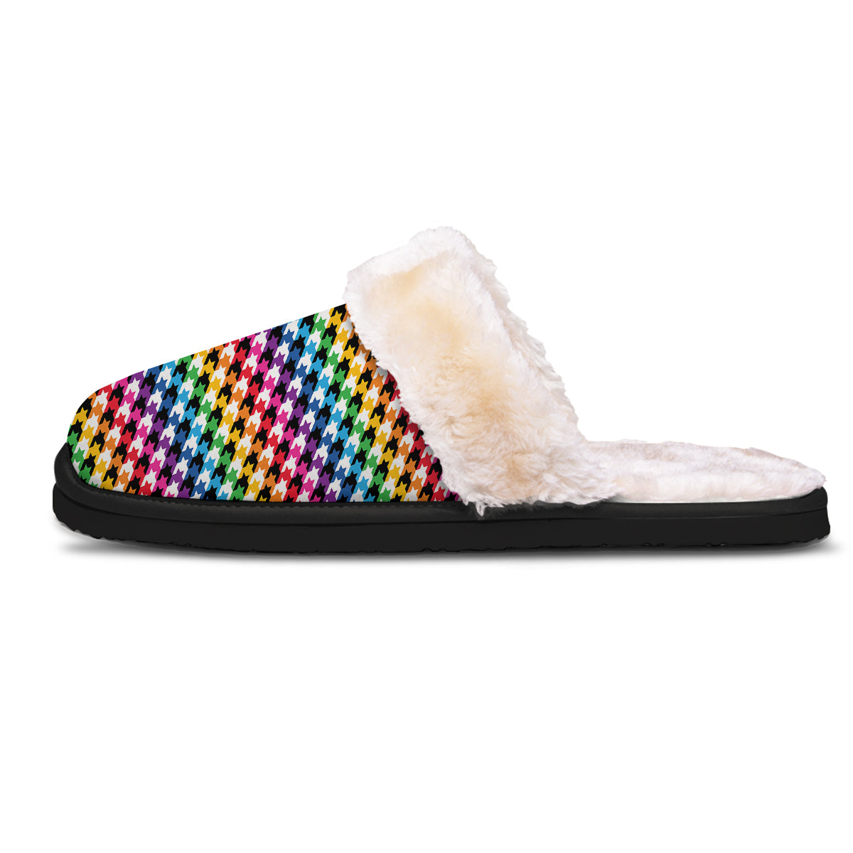 Houndstooth Rainbow Pride Print Pattern Slippers-grizzshop