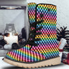 Houndstooth Rainbow Pride Print Pattern Snow Boots-grizzshop