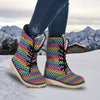 Houndstooth Rainbow Pride Print Pattern Snow Boots-grizzshop