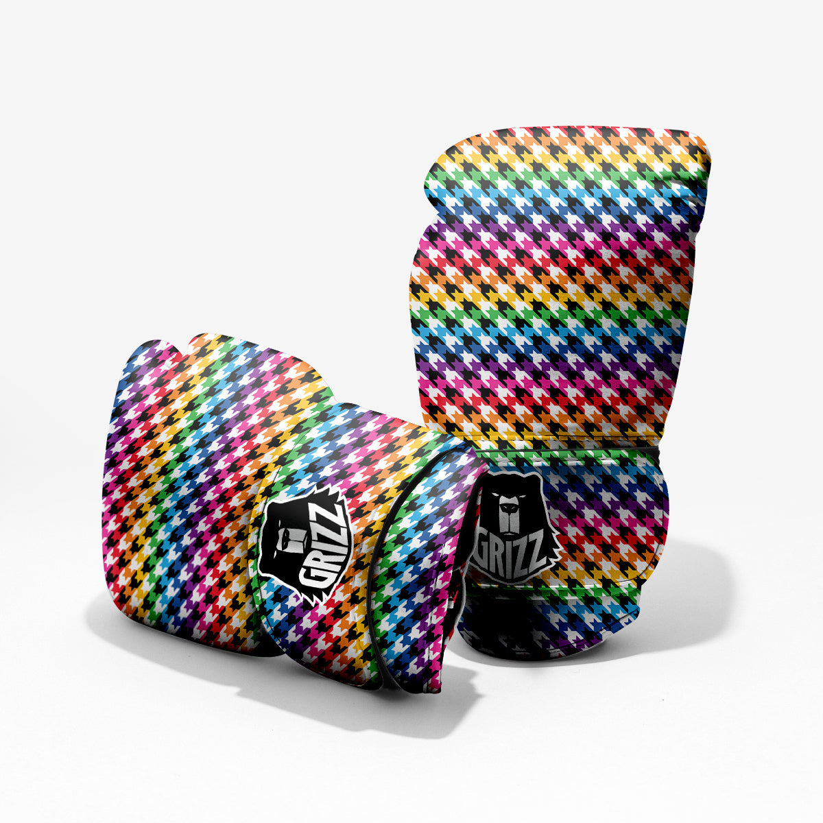 Houndstooth Rainbow Pride Print Pattern Pro Boxing Glove