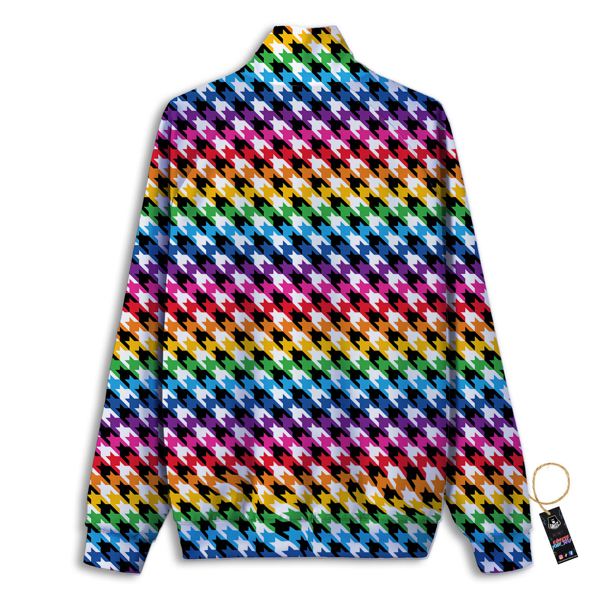 Houndstooth Rainbow Pride Print Pattern Track Jacket-grizzshop