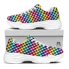 Houndstooth Rainbow Pride Print Pattern White Chunky Shoes-grizzshop