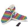 Houndstooth Rainbow Pride Print Pattern White Loafers-grizzshop