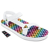 Houndstooth Rainbow Pride Print Pattern White Open Toe Sandals-grizzshop