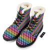 Houndstooth Rainbow Pride Print Pattern Winter Boots-grizzshop