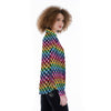 Houndstooth Rainbow Pride Print Pattern Women's Long Sleeve Shirts-grizzshop