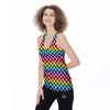 Houndstooth Rainbow Pride Print Pattern Women's Racerback Tank Top-grizzshop