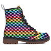 Houndstooth Rainbow Pride Print Pattern Work Boots-grizzshop