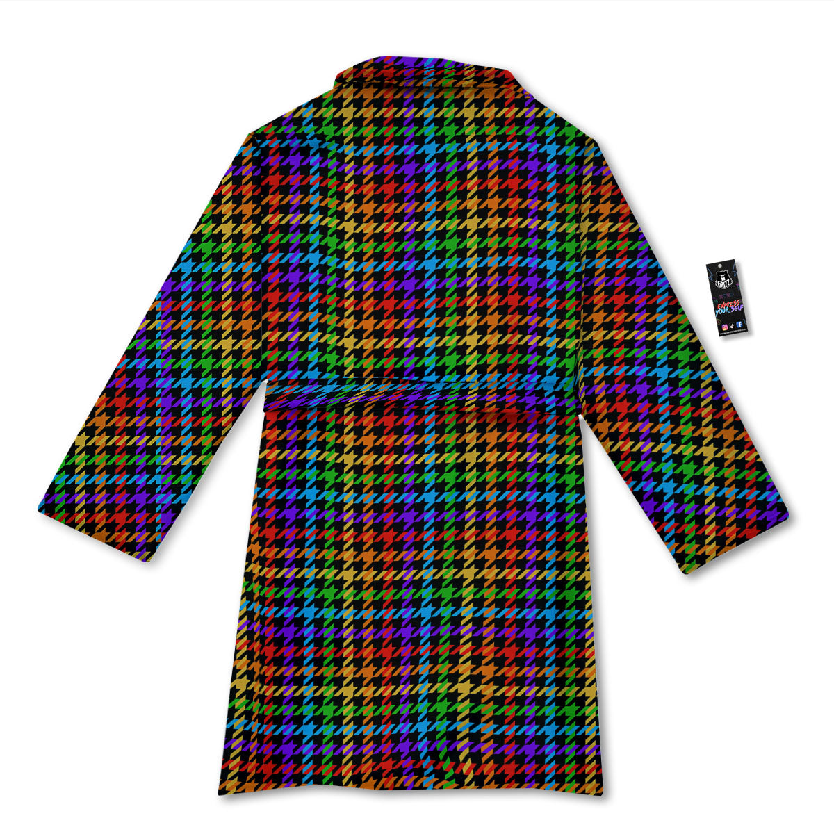 Houndstooth Rainbow Print Pattern Bathrobe-grizzshop