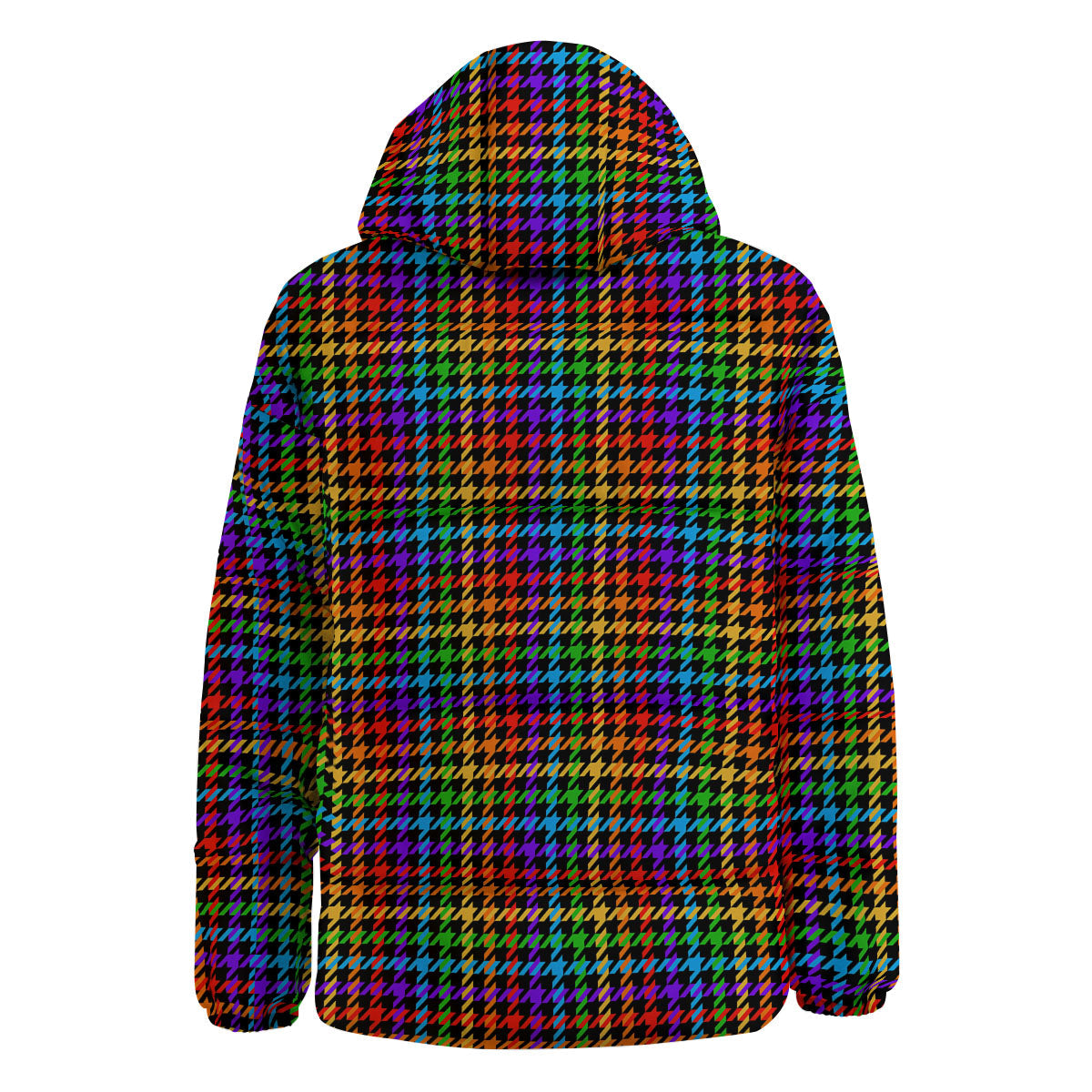 Houndstooth Rainbow Print Pattern Down Jacket-grizzshop