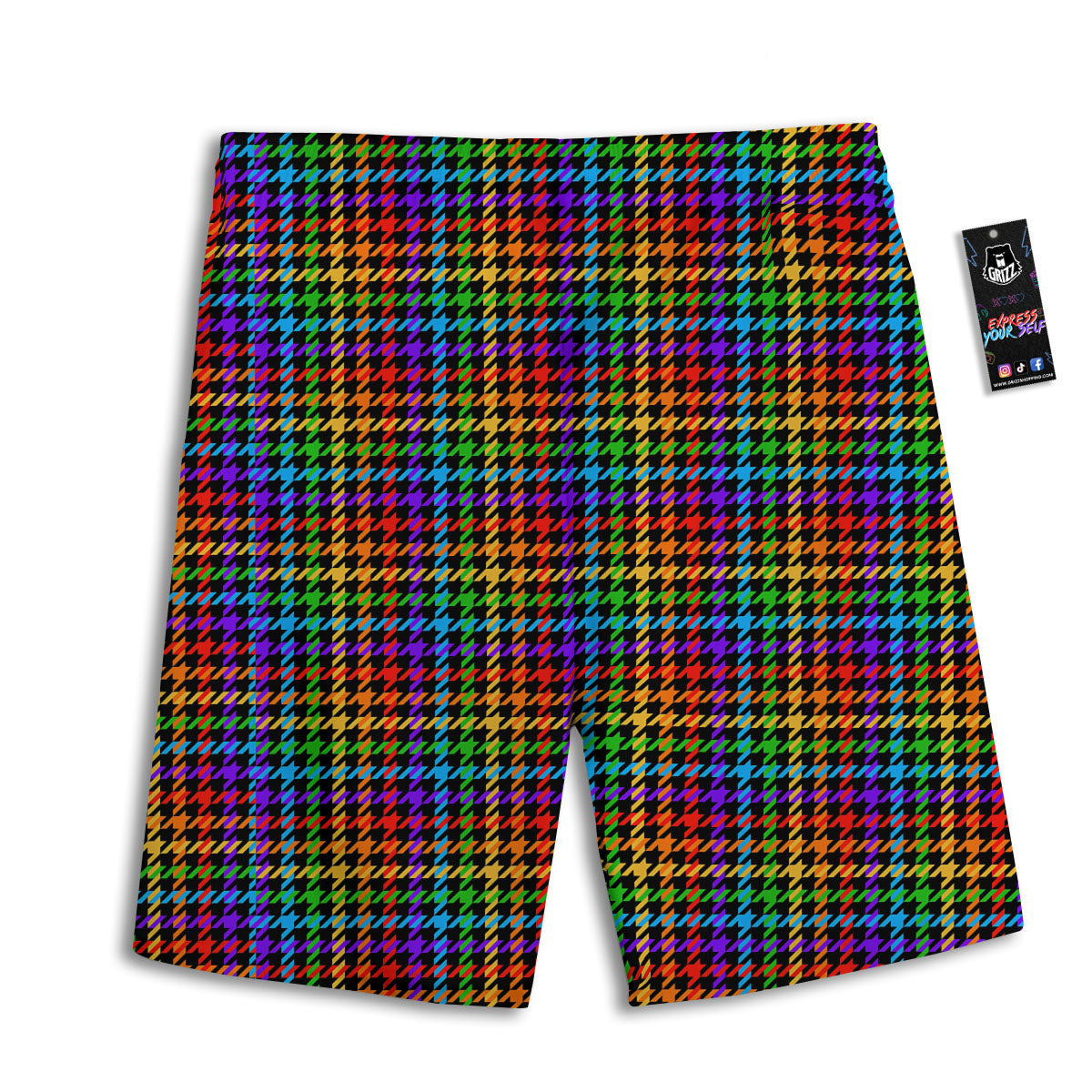 Houndstooth Rainbow Print Pattern Men's Athletic Shorts