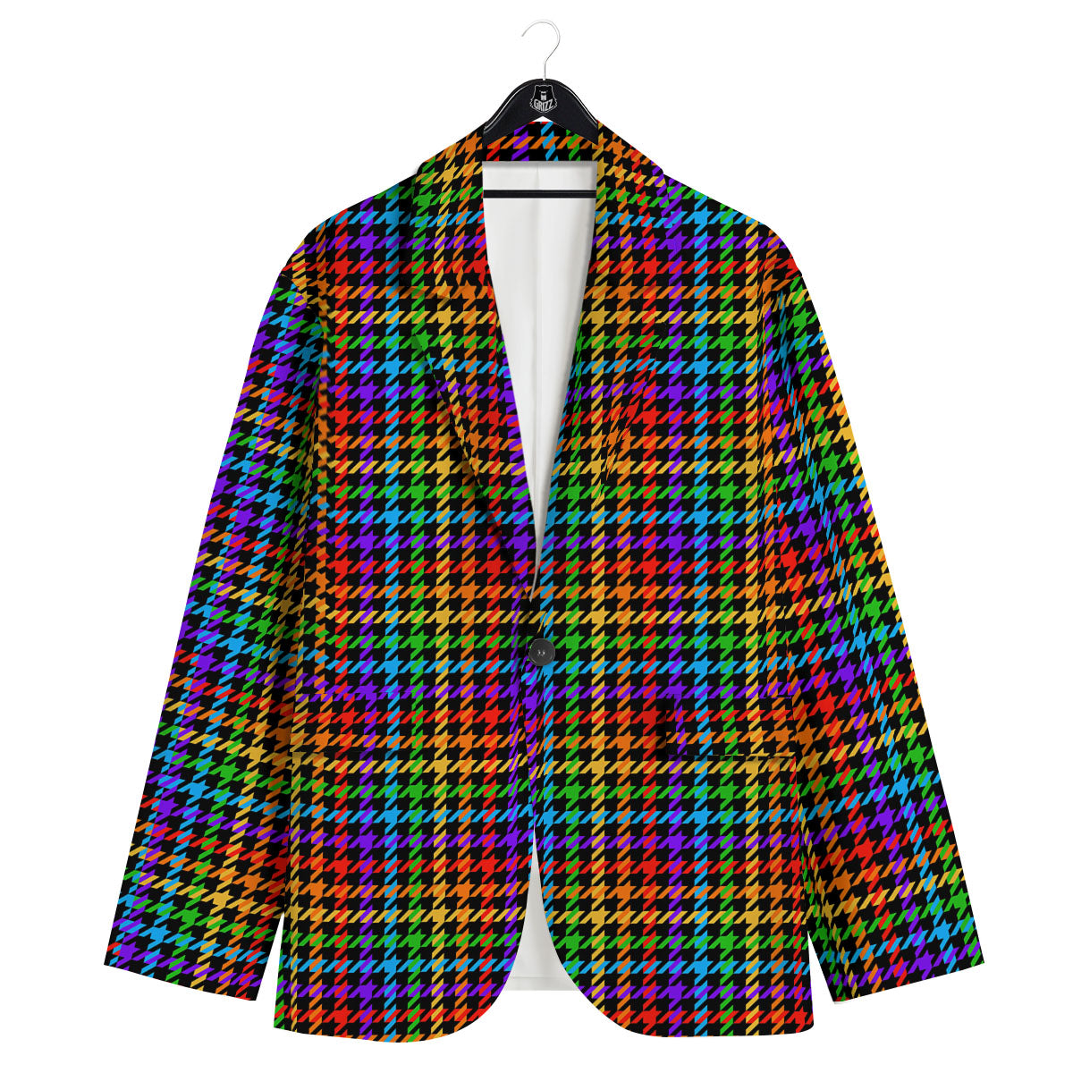 Houndstooth Rainbow Print Pattern Men's Sport Coat-grizzshop