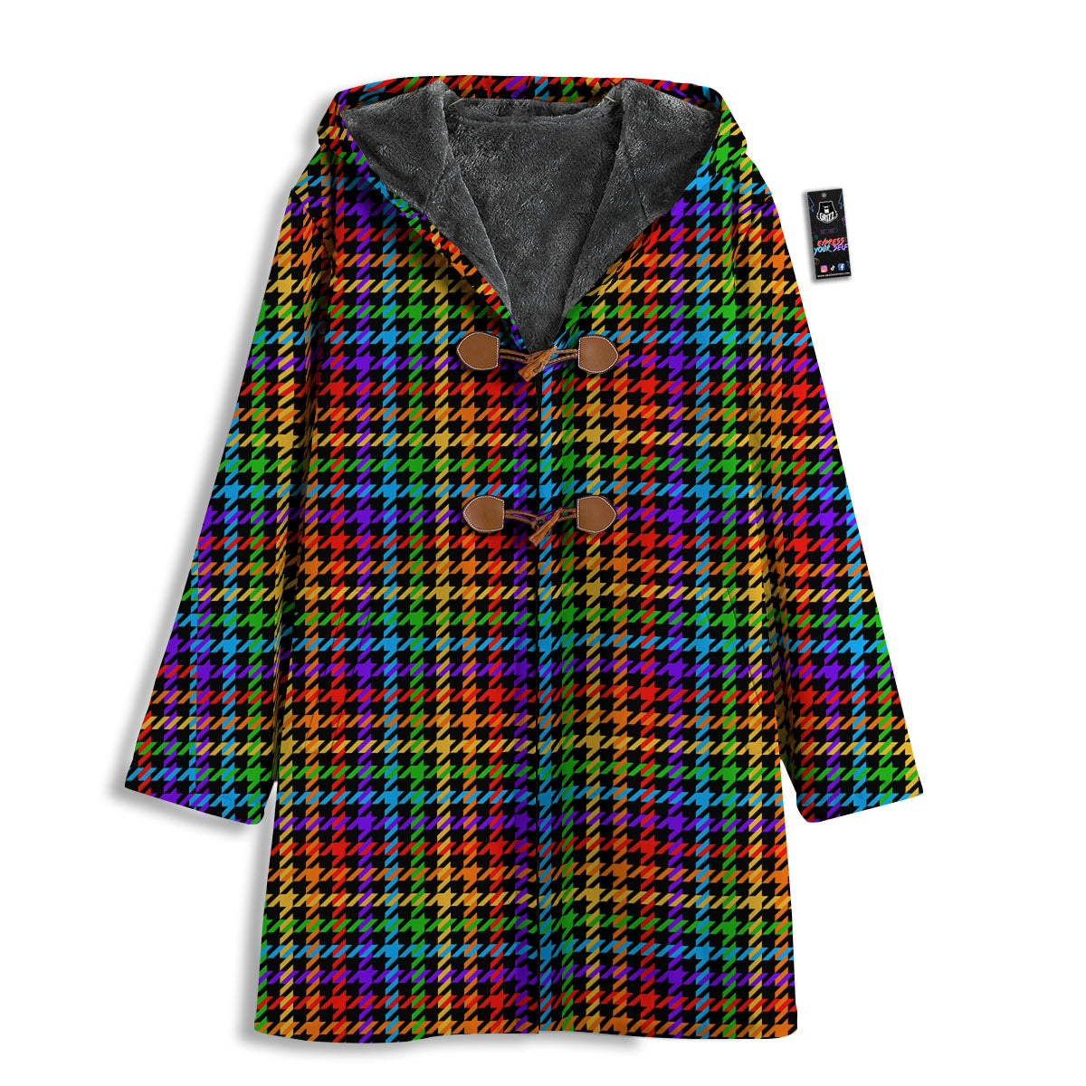 Houndstooth Rainbow Print Pattern Men's Windbreaker Jacket-grizzshop