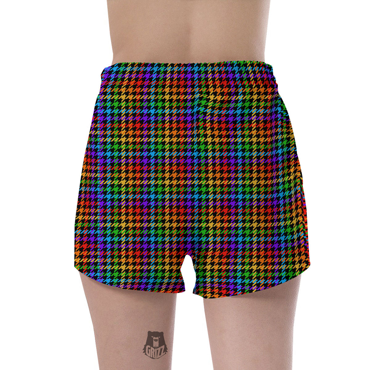 Houndstooth Rainbow Print Pattern Women's Shorts-grizzshop