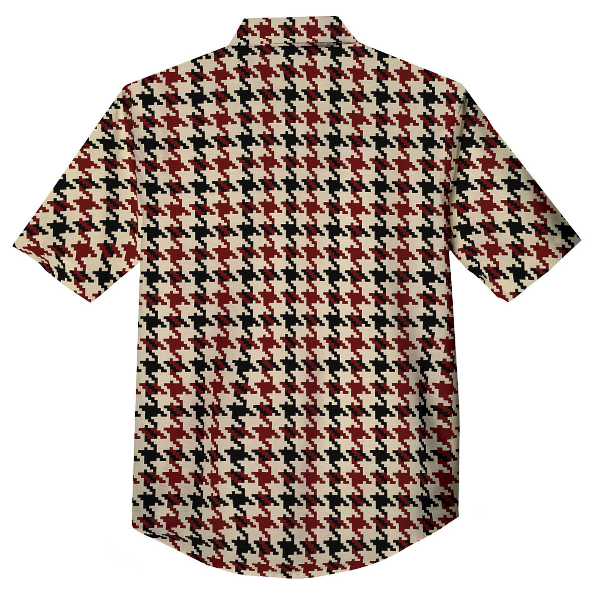 Houndstooth Red Brown Print Pattern Button Up Shirt-grizzshop