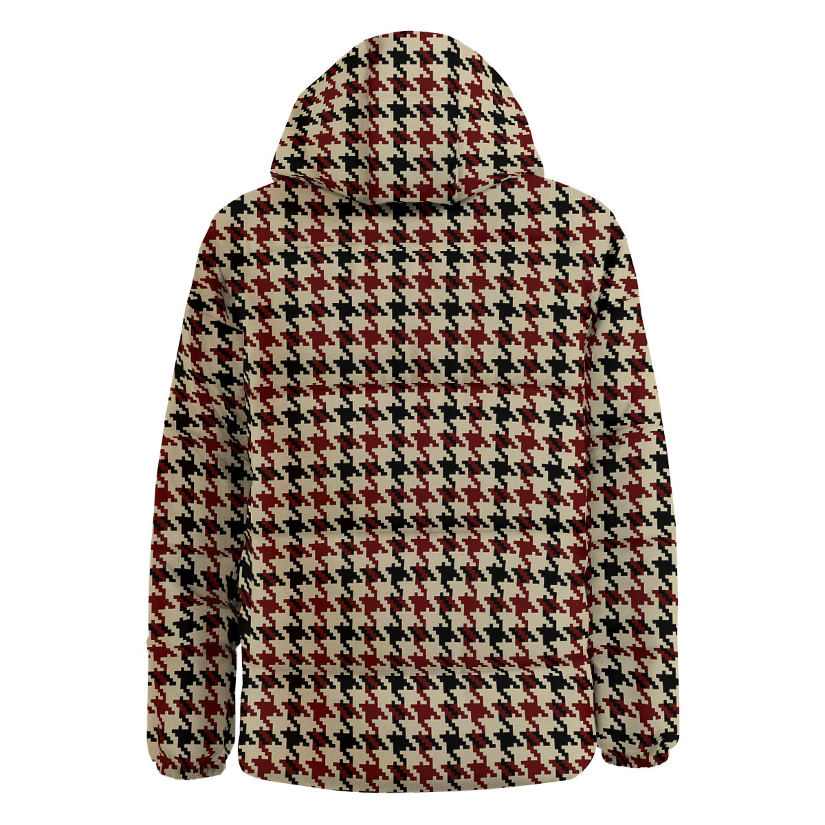 Houndstooth Red Brown Print Pattern Down Jacket-grizzshop