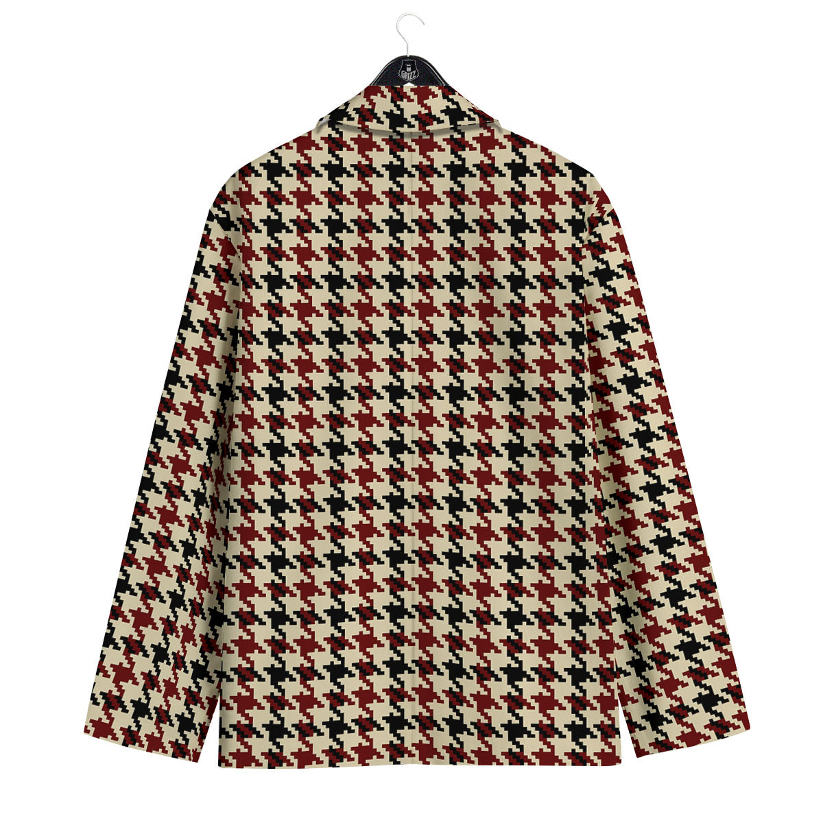 Houndstooth Red Brown Print Pattern Men's Sport Coat-grizzshop