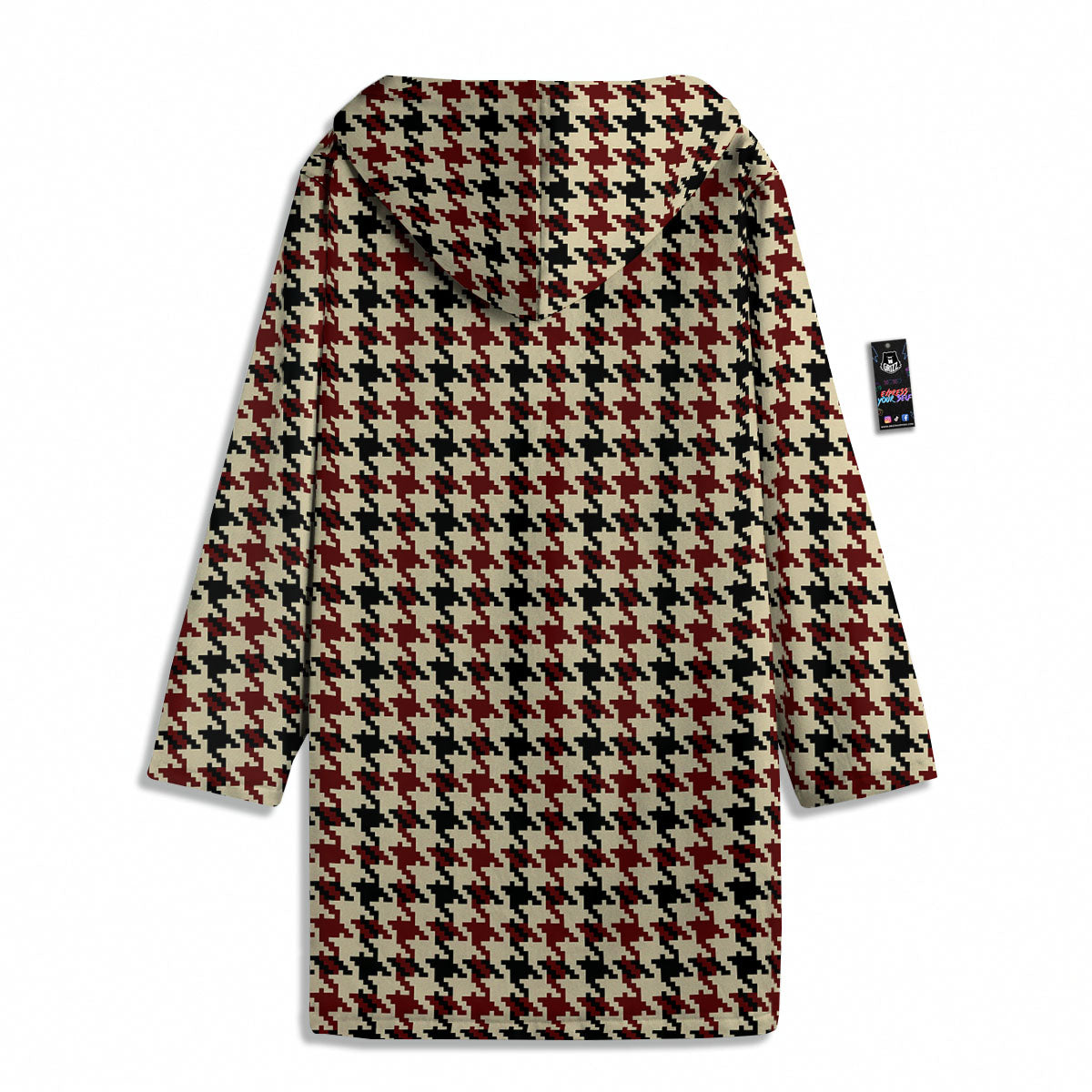 Houndstooth Red Brown Print Pattern Men's Windbreaker Jacket-grizzshop