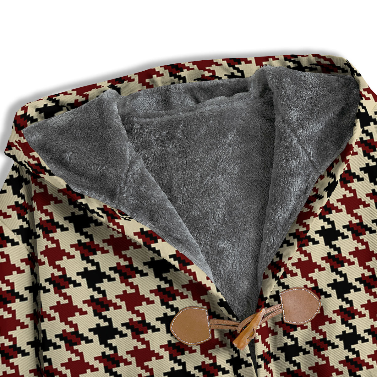 Houndstooth Red Brown Print Pattern Men's Windbreaker Jacket-grizzshop