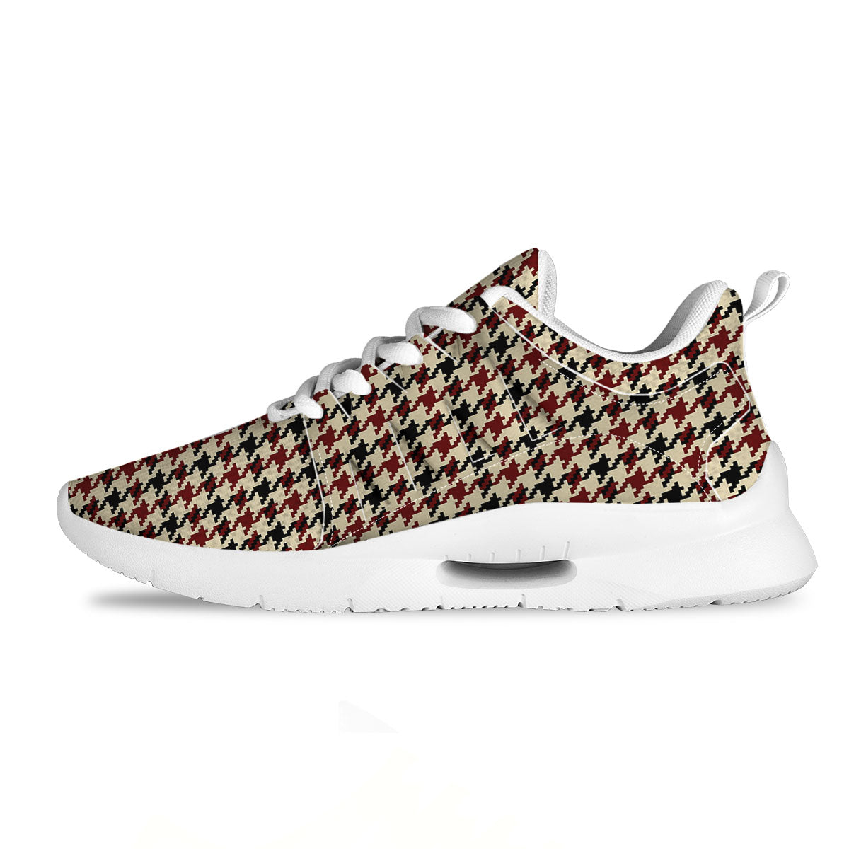 Houndstooth Red Brown Print Pattern Tennis Shoes-grizzshop