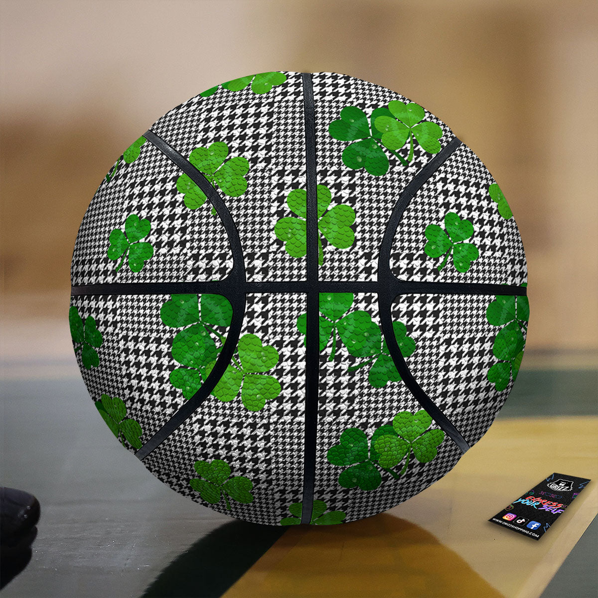 Houndstooth Shamrocks Print Pattern Basketball-grizzshop