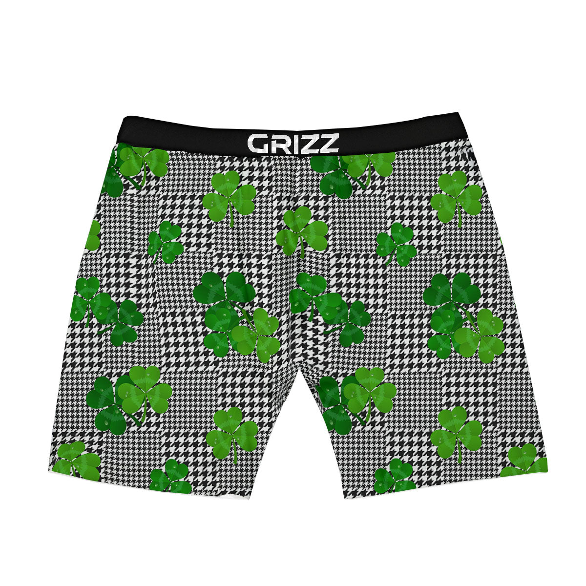 Houndstooth Shamrocks Print Pattern Boxer Briefs-grizzshop