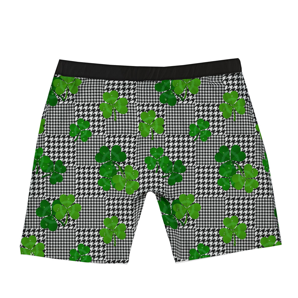 Houndstooth Shamrocks Print Pattern Boxer Briefs-grizzshop