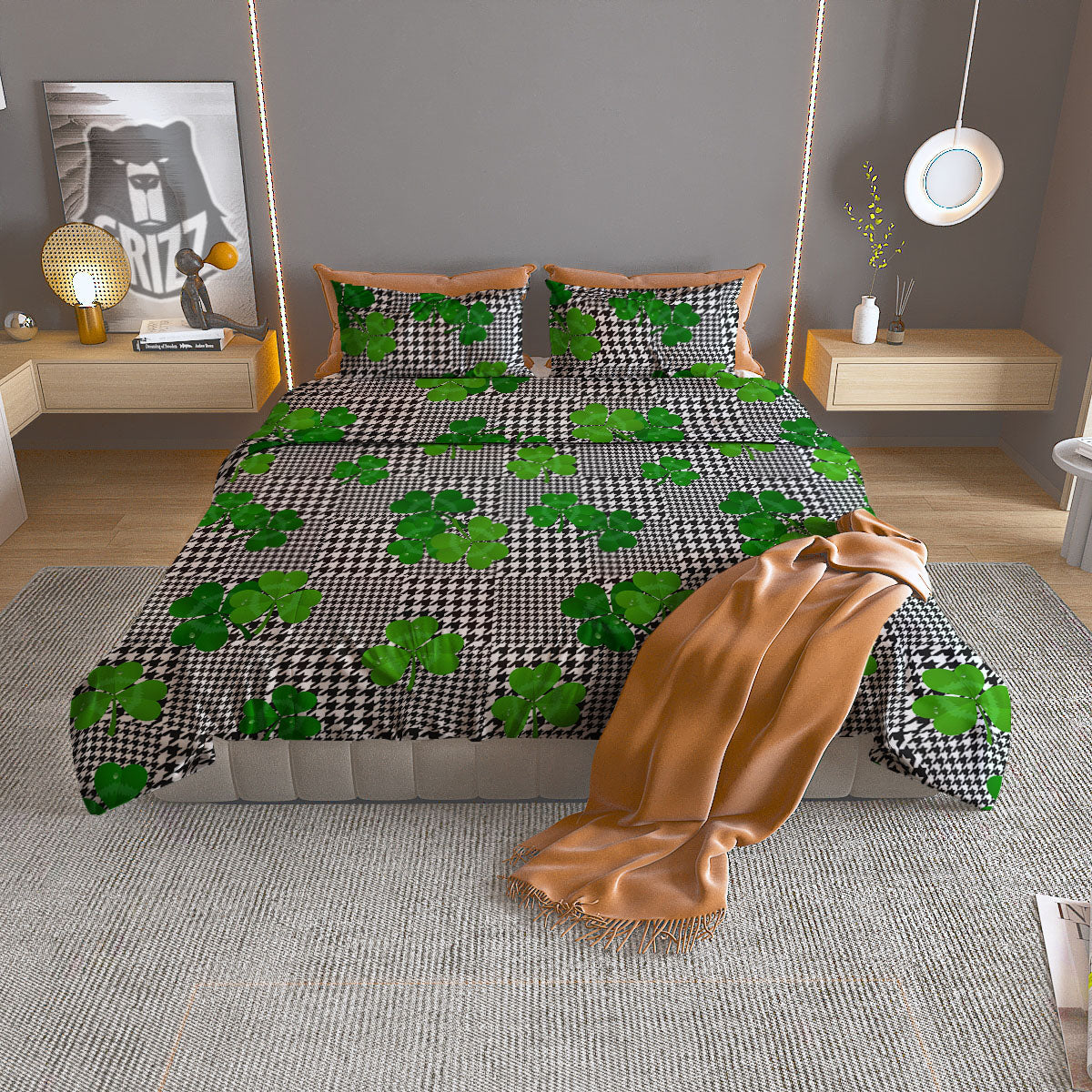 Honeycomb Sweet Honey Print Pattern Duvet Cover Bedding Set
